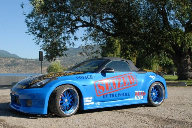 a blue sports car