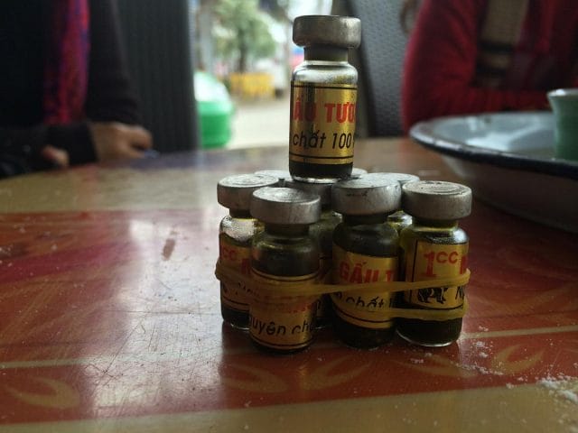 a group of cans on a table