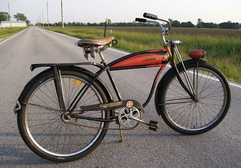 a bicycle parked on a road