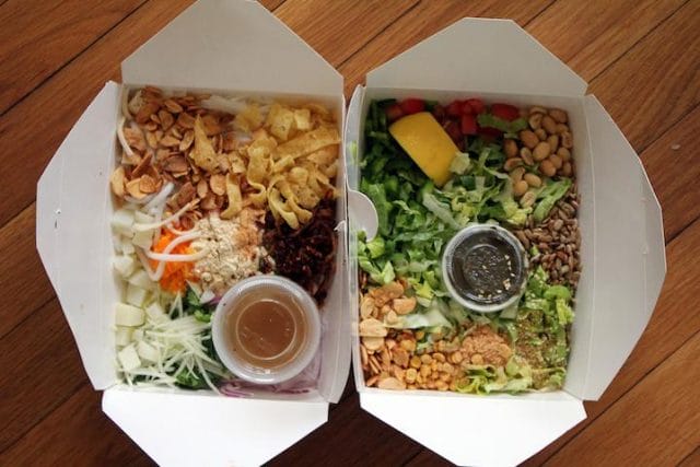 a tray with food on it