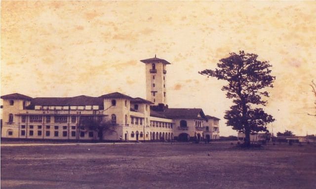 a large building with a tower