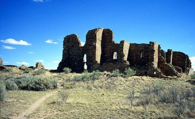 a stone building in the desert