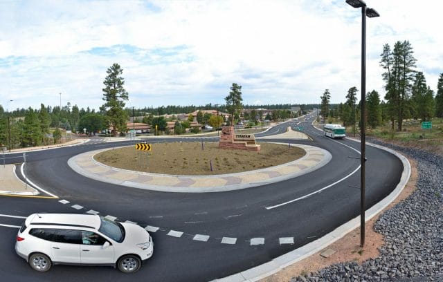 a roundabout in a road