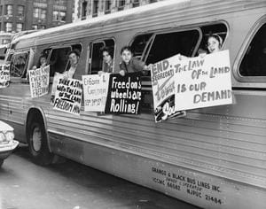 a group of people in a bus