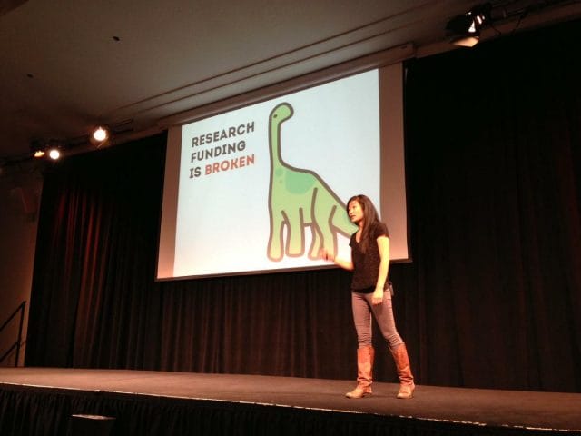 a person standing on a stage