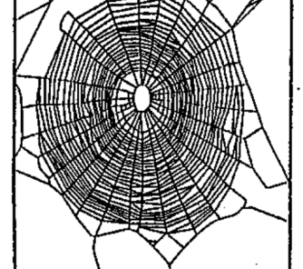 a black and white drawing of a sphere with a pointy center