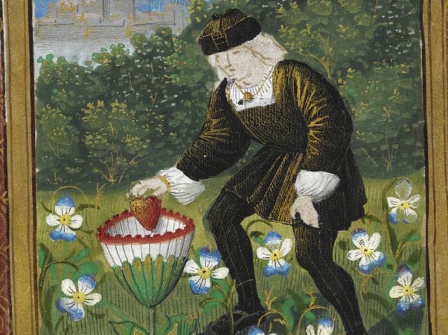 a painting of a person in a hat and a cape holding a vase