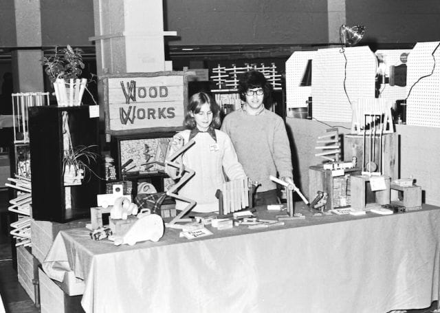 a couple of women in a store