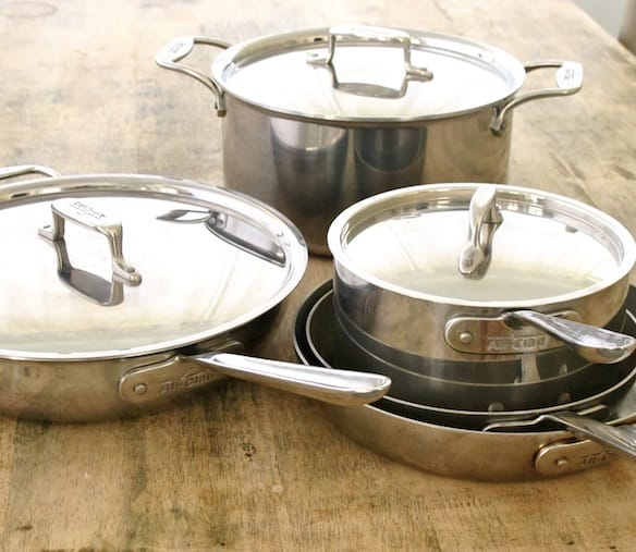 a group of pots and pans