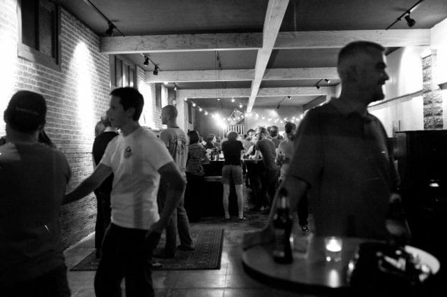 a group of people in a room