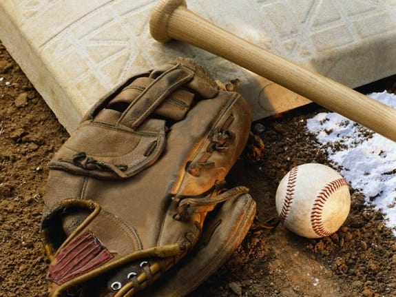 a baseball glove and a baseball