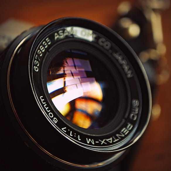 a close up of a camera lens