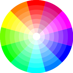 a colorful circle with a black center