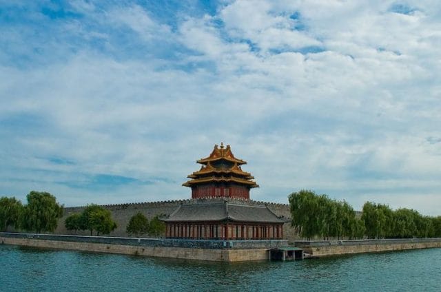 Forbidden City on a dock over water