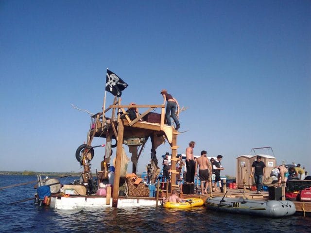 a group of people on a boat