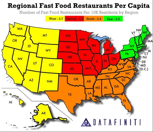 Ranking The Places With The Most and Least Fast Food In America ranking-the-places-with-the-most-and-least-fast-food-in-america