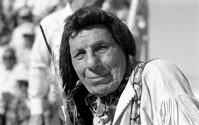 Iron Eyes Cody with a scarf around the head