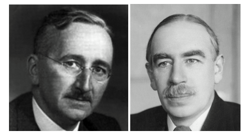 Friedrich Hayek, John Maynard Keynes are posing for a picture