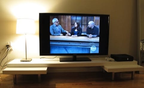a television on a table