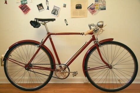 a bicycle in a room