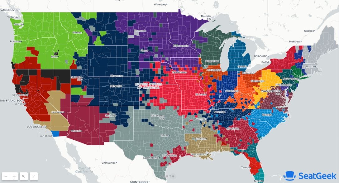 januar meteor indebære Where Do NFL Fans Live? Mapping Football Fandom Across the U.S. -  Priceonomics