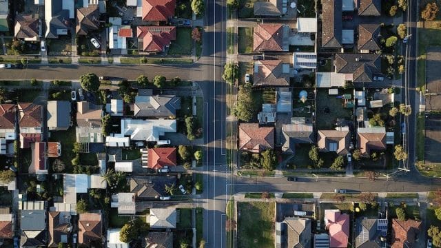 a bird's eye view of a neighborhood