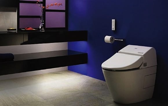 a toilet in a bathroom