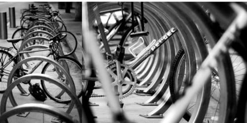 a row of bicycles