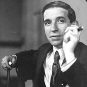 Charles Ponzi holding a microphone