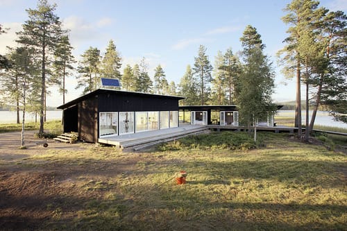 a house with a fire in the front