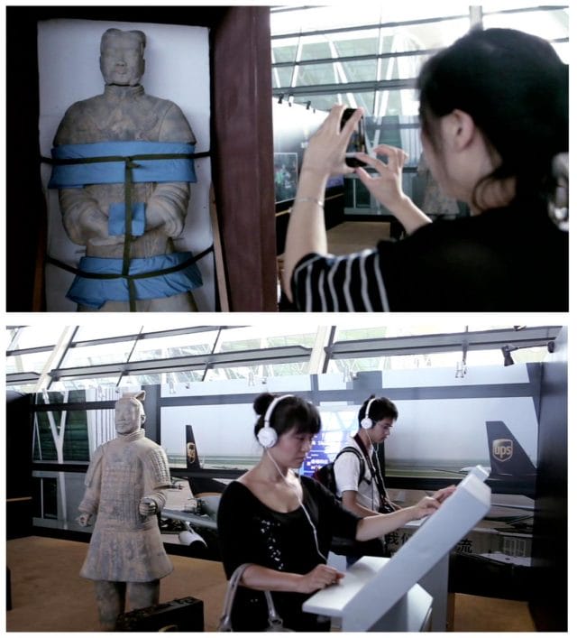 a collage of a woman and a man